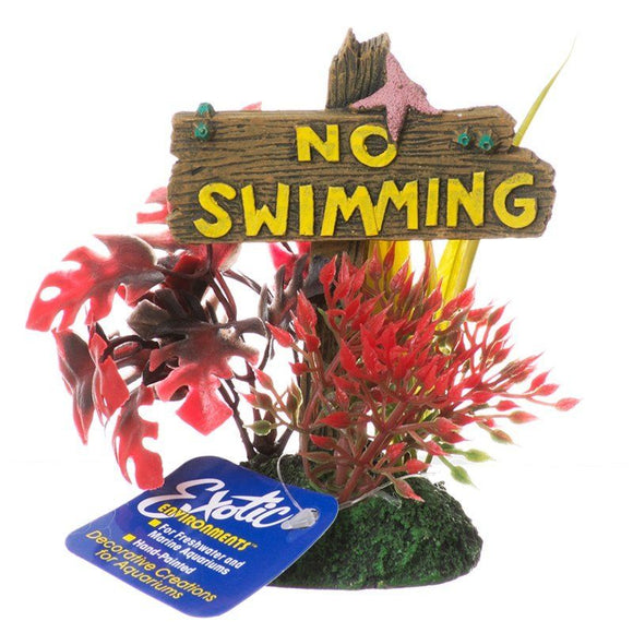 [Pack of 4] - Exotic Environments No Swimming Sign Small - (3.5