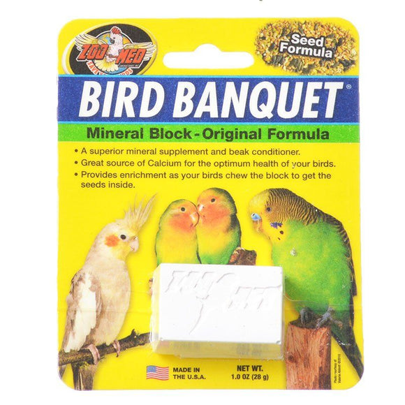 [Pack of 4] - Zoo Med Bird Banquet Mineral Block - Original Seed Formula Small - 1 Block - 1 oz