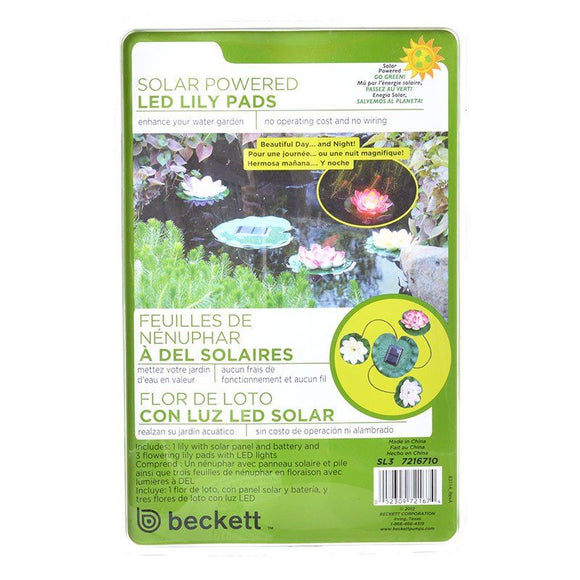 [Pack of 2] - Beckett Solar LED Lily Lights for Ponds 3 Lily Pad Lights