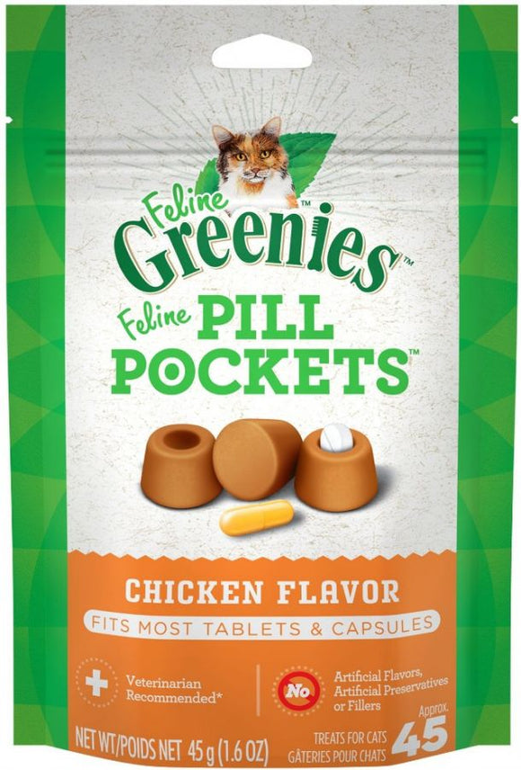 [Pack of 3] - Greenies Pill Pockets Chicken Flavor Cat Treats 1.6 oz
