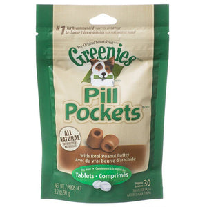 [Pack of 3] - Greenies Pill Pocket Peanut Butter Flavor Dog Treats Small - 30 Treats (Tablets)