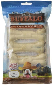 [Pack of 4] - Loving Pets Pure Buffalo Dog Treats - Pressed Bully Bone 4" Bones (5 Pack)