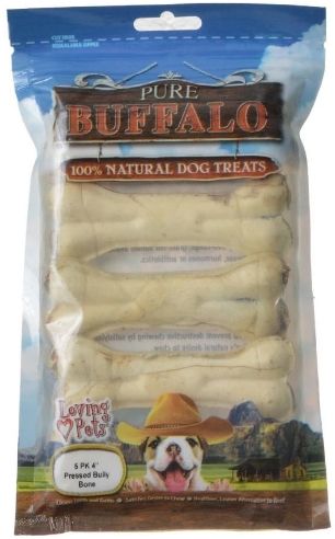 [Pack of 4] - Loving Pets Pure Buffalo Dog Treats - Pressed Bully Bone 4