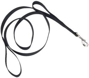 [Pack of 2] - Loops 2 Double Nylon Handle Leash - Black 6" Long x 1" Wide