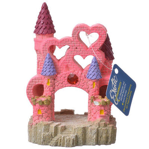 [Pack of 3] - Exotic Environments Pink Heart Castle Aqiarum Ornament Large - (4.5"L x 4"W x 6.25"H)