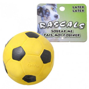[Pack of 4] - Rascals Latex Soccer Ball for Dogs - Yellow 3" Diameter