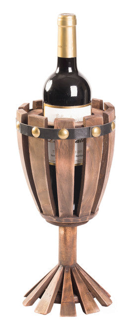 Wooden Wine Goblet Shaped Vintage Decorative Single Bottle Wine Holder