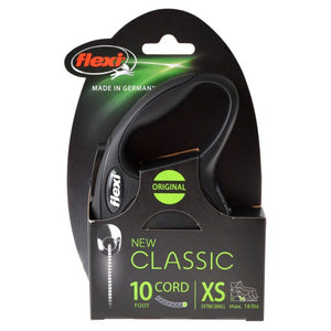 [Pack of 3] - Flexi New Classic Retractable Cord Leash - Black X-Small - 10' Cord (Pets up to 18 lbs)