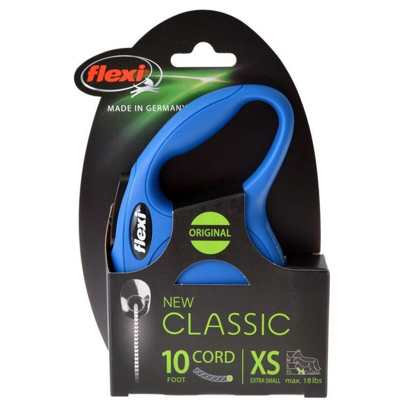 [Pack of 3] - Flexi New Classic Retractable Cord Leash - Blue X-Small - 10' Lead (Pets up to 18 lbs)