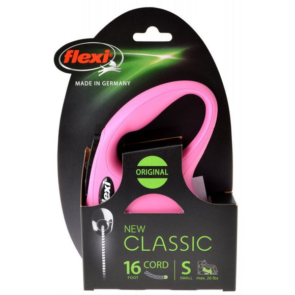 [Pack of 2] - Flexi New Classic Retractable Cord Leash - Pink Small - 16' Lead (Pets up to 26 lbs)