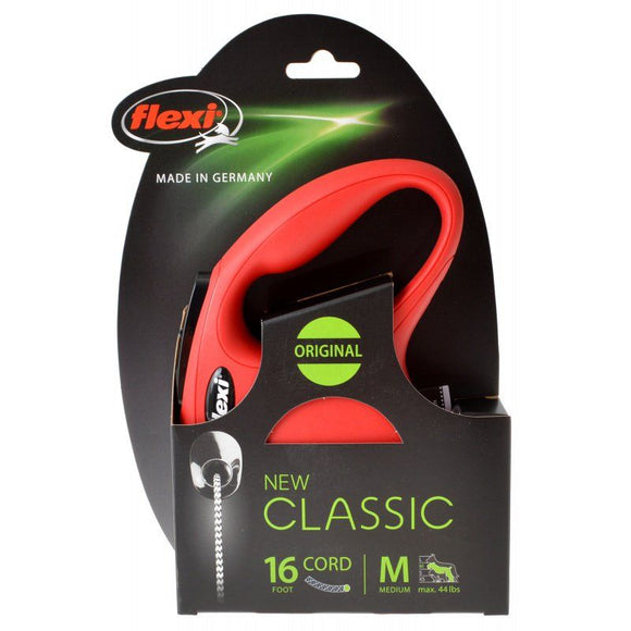 [Pack of 2] - Flexi New Classic Retractable Cord Leash - Red Medium - 16' Lead (Pets up to 44 lbs)