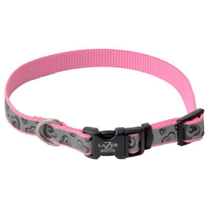 [Pack of 3] - Lazer Brite Pink Hearts Reflective Adjustable Dog Collar 12"-18" Long x 5/8" Wide