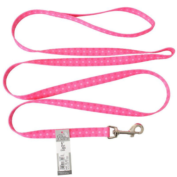 [Pack of 3] - Pet Attire Styles Polka Dot Pink Dog Leash 6' Long x 5/8