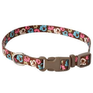 [Pack of 4] - Pet Attire Styles Special Paw Brown Adjustable Dog Collar 8"-12" Long x 3/8" Wide