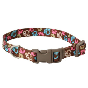 [Pack of 4] - Pet Attire Styles Special Paw Brown Adjustable Dog Collar 10"-14" Long x 5/8" Wide