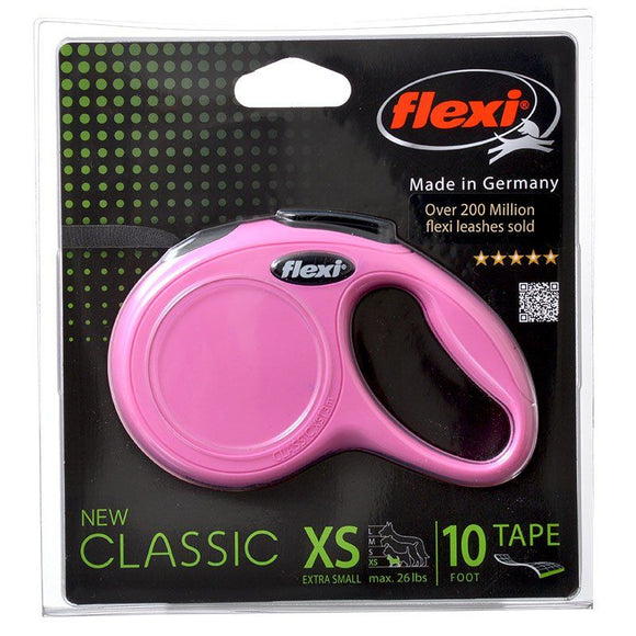 [Pack of 2] - Flexi New Classic Retractable Tape Leash - Pink X-Small - 10' Lead (Pets up to 26 lbs)