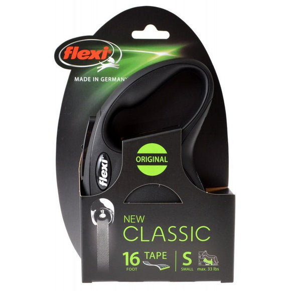 [Pack of 2] - Flexi New Classic Retractable Tape Leash - Black Small - 16' Lead (Pets up to 33 lbs)