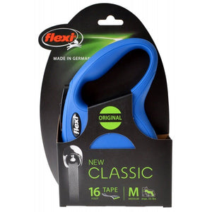 [Pack of 2] - Flexi New Classic Retractable Tape Leash - Blue Medium - 16' Tape (Pets up to 55 lbs)