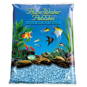 [Pack of 3] - Pure Water Pebbles Aquarium Gravel - Heavenly Blue 5 lbs (3.1-6.3 mm Grain)
