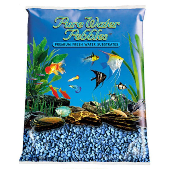 [Pack of 3] - Pure Water Pebbles Aquarium Gravel - Neon Blue 5 lbs (3.1-6.3 mm Grain)