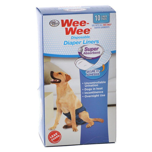 [Pack of 4] - Four Paws Wee Wee Super Absorbent Disposable Diaper Liners 10 Pack - (Fits All Garment Sizes)