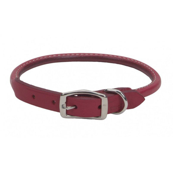 [Pack of 2] - Circle T Oak Tanned Leather Round Dog Collar - Red 16