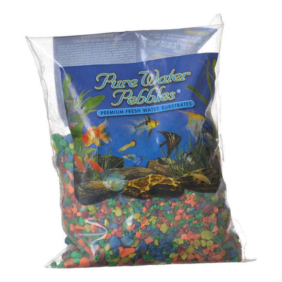 [Pack of 4] - Pure Water Pebbles Aquarium Gravel - Neon Rainbow 2 lbs (3.1-6.3 mm Grain)