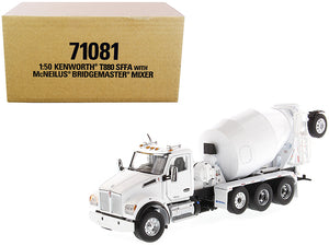 Kenworth T880 SFFA with McNeilus Bridgemaster Concrete Mixer White \Transport Series\" 1/50 Diecast Model by Diecast Masters"