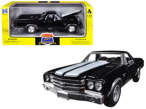 PACK OF 2 - "1970 Chevrolet El Camino SS Black with White Stripes Muscle Car Collection"" 1/25 Diecast Model Car by New Ray"""