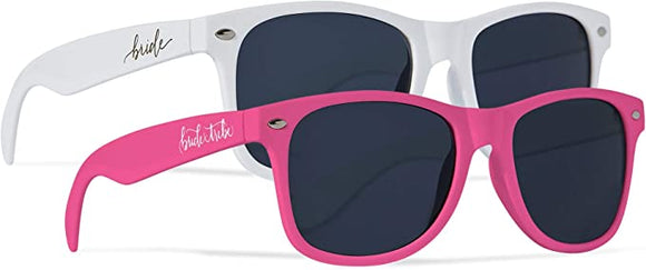 10 Piece Set - Neon Pink Bride & Bride Tribe Sunglasses