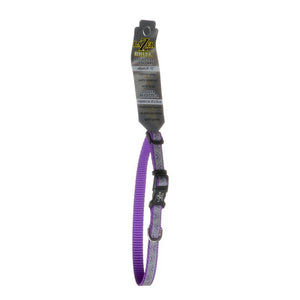 [Pack of 4] - Lazer Brite Reflective Open-Design Adjustable Dog Collar - Purple Daisy 8"-12" Long x 3/8" Wide