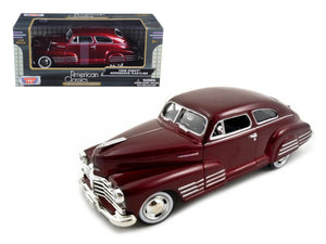 PACK OF 2 - 1948 Chevrolet Aerosedan Fleetline Dark Red Metallic 1/24 Diecast Model Car by Motormax