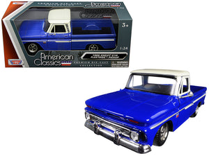 PACK OF 2 - 1966 Chevrolet C10 Fleetside Pickup Truck Blue with Cream Top 1/24 Diecast Model Car by Motormax