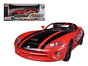 PACK OF 2 - "2003 Dodge Viper SRT-10 #8 Red with Black Stripes GT Racing"" Series 1/24 Diecast Model Car by Motormax"""