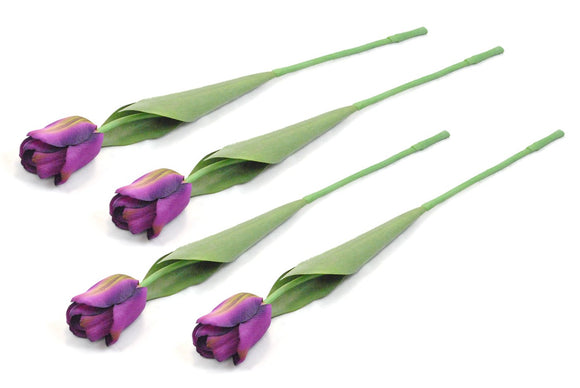 Artificial Flowers - Set of 4 Purple Tulips