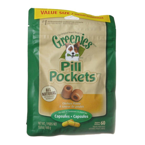 [Pack of 2] - Greenies Pill Pocket Chicken Flavor Dog Treats Large - 60 Treats (Capsules)