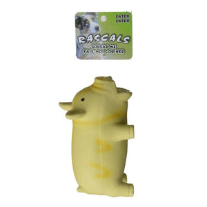 [Pack of 4] - Rascals Latex Grunting Pig Dog Toy - Yellow 6.25" Long