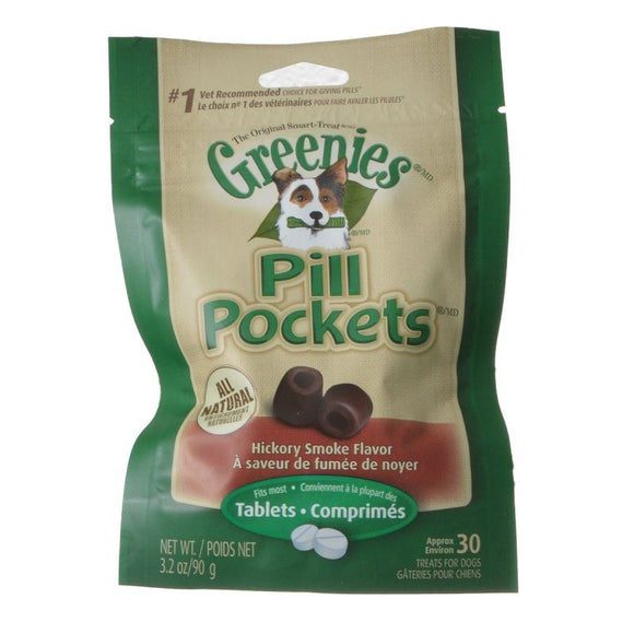 [Pack of 3] - Greenies Pill Pockets Dog Treats - Hickory Smoke Flavor Tablets - 3.2 oz - (Approx. 30 Treats)
