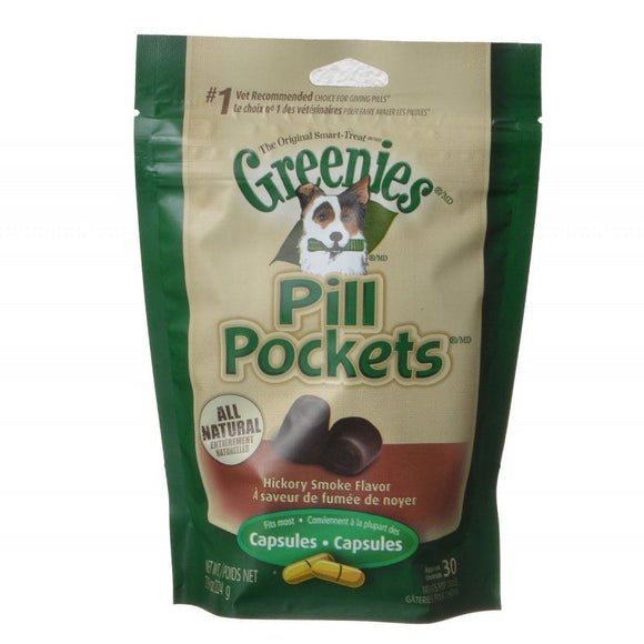[Pack of 3] - Greenies Pill Pockets Dog Treats - Hickory Smoke Flavor Capsules - 7.9 oz