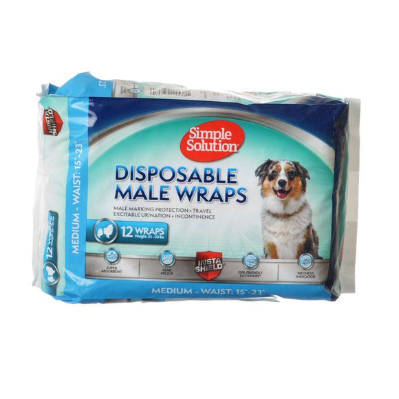 [Pack of 3] - Simple Solution Disposable Male Wraps - Medium 12 Count