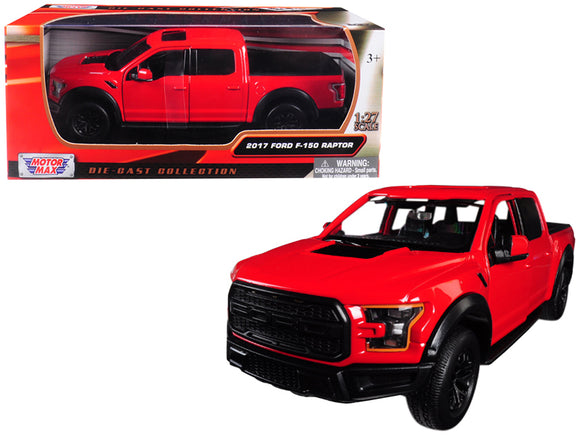PACK OF 2 - 2017 Ford F-150 Raptor Pickup Truck Red with Black Wheels 1/27 Diecast Model Car by Motormax