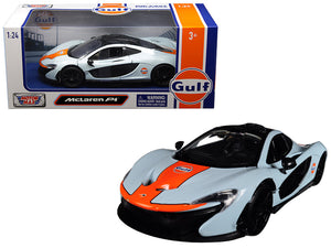 PACK OF 2 - McLaren P1 with Gulf Oil"" Livery Light Blue with Orange Stripe 1/24 Diecast Model Car by Motormax""""