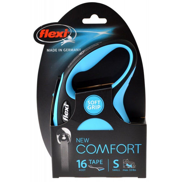 [Pack of 2] - Flexi New Comfort Retractable Tape Leash - Blue Small - 16' Tape (Pets up to 33 lbs)