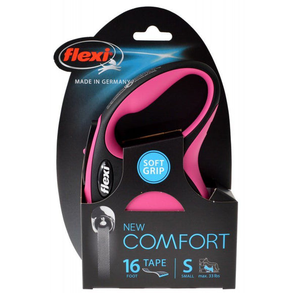 [Pack of 2] - Flexi New Comfort Retractable Tape Leash - Pink Small - 16' Tape (Pets up to 33 lbs)