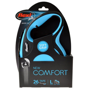Flexi New Comfort Retractable Tape Leash - Blue Large - 26' Tape (Pets up to 110 lbs)