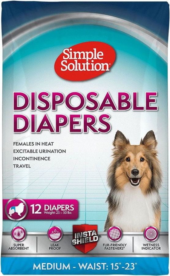 [Pack of 3] - Simple Solution Disposable Diapers Medium - 12 Count - (Waist 16.5