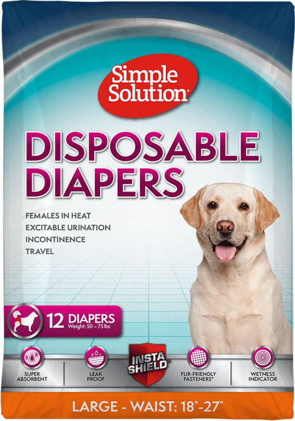[Pack of 2] - Simple Solution Disposable Diapers Large - 12 Count - (Waist 18