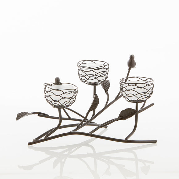 Birds and Branches Triple Nest Tealight Candle Holder