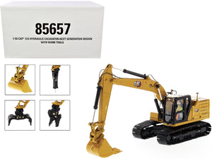 Cat Caterpillar 323 Hydraulic Excavator Next Generation Design with Operator and 4 Work Tools \High Line Series\" 1/50 Diecast Model by Diecast Masters"
