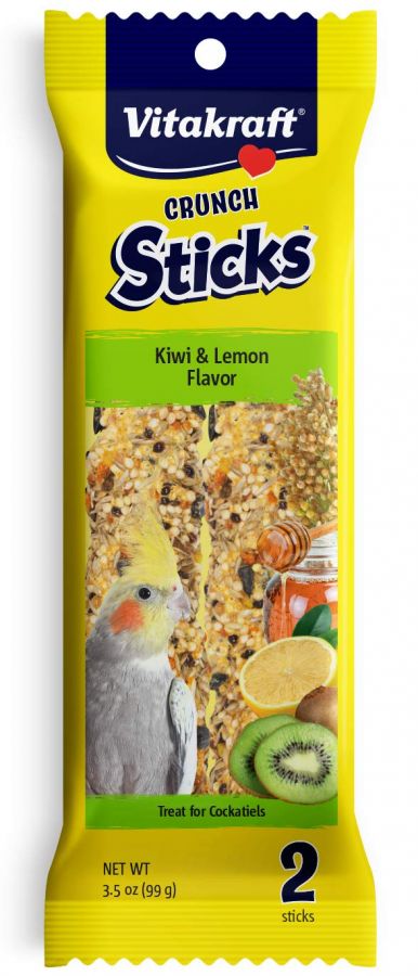 [Pack of 4] - Vitakraft Crunch Sticks Kiwi & Lemon Cockatiel Treats 2 Pack